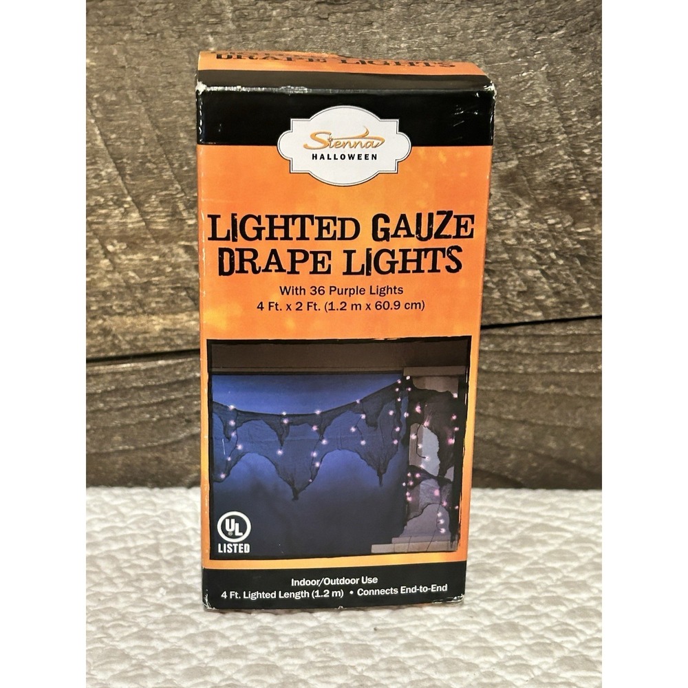 Sienna Halloween Lighted Gauze Drape Lights Orange Lights 4 Ft × 2 Ft.‎